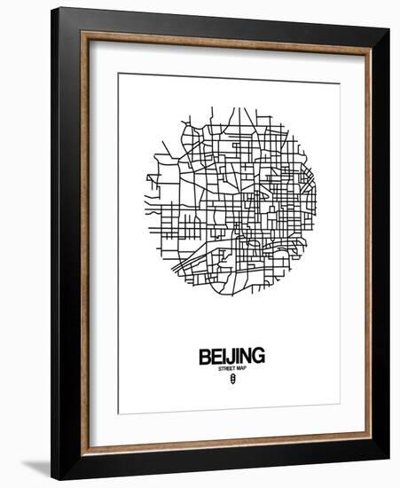 Beijing Street Map White-NaxArt-Framed Art Print