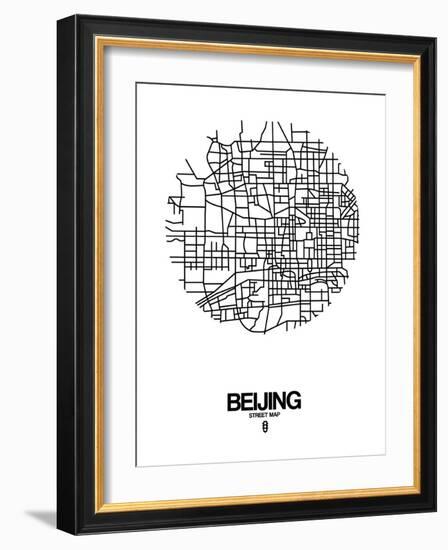 Beijing Street Map White-NaxArt-Framed Art Print