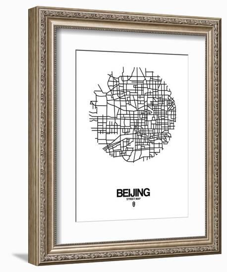 Beijing Street Map White-NaxArt-Framed Art Print