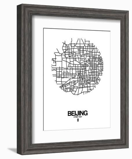 Beijing Street Map White-NaxArt-Framed Art Print