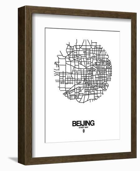 Beijing Street Map White-NaxArt-Framed Art Print