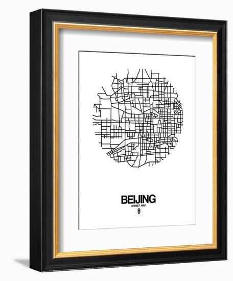 Beijing Street Map White-NaxArt-Framed Art Print