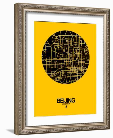 Beijing Street Map Yellow-NaxArt-Framed Art Print