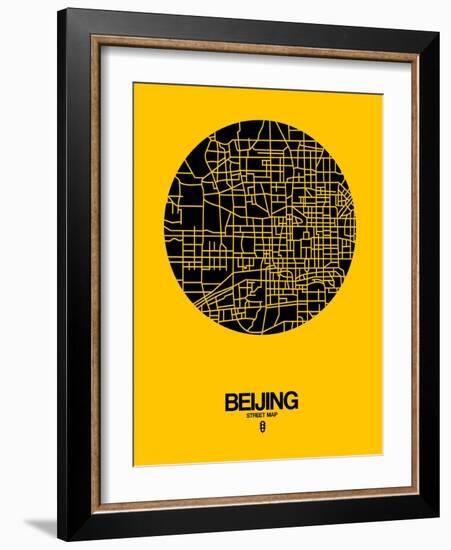 Beijing Street Map Yellow-NaxArt-Framed Art Print