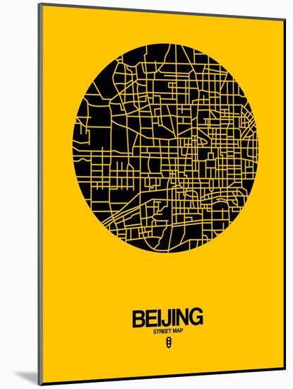 Beijing Street Map Yellow-NaxArt-Mounted Art Print