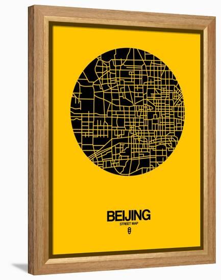 Beijing Street Map Yellow-NaxArt-Framed Stretched Canvas