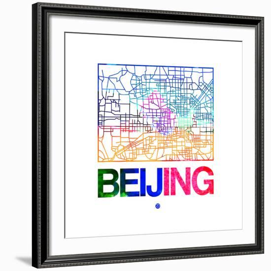 Beijing Watercolor Street Map-NaxArt-Framed Art Print