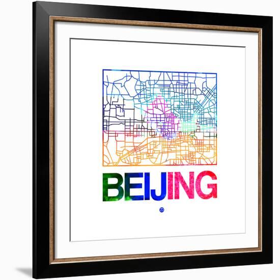 Beijing Watercolor Street Map-NaxArt-Framed Art Print