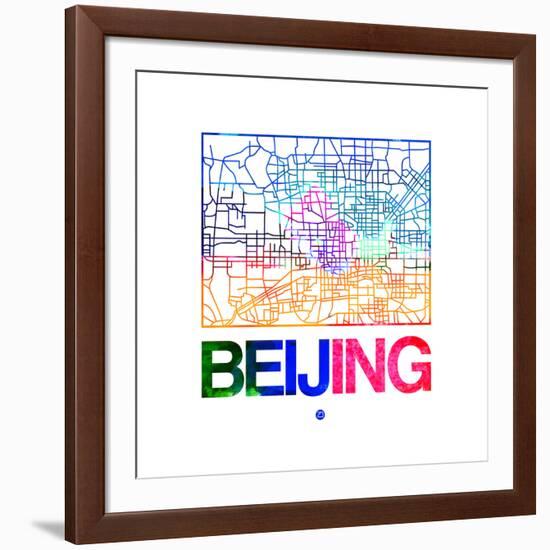 Beijing Watercolor Street Map-NaxArt-Framed Art Print