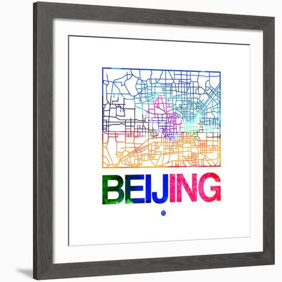Beijing Watercolor Street Map-NaxArt-Framed Art Print