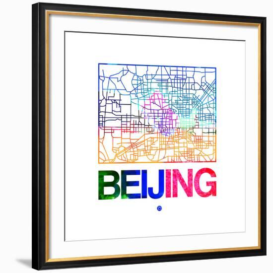 Beijing Watercolor Street Map-NaxArt-Framed Art Print