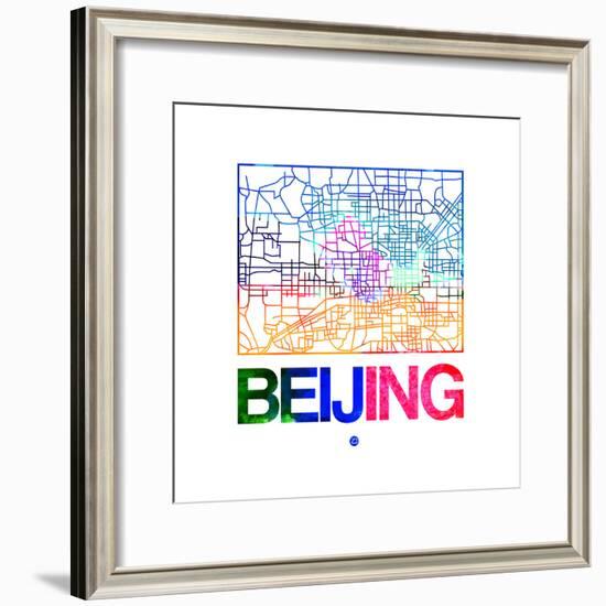 Beijing Watercolor Street Map-NaxArt-Framed Premium Giclee Print