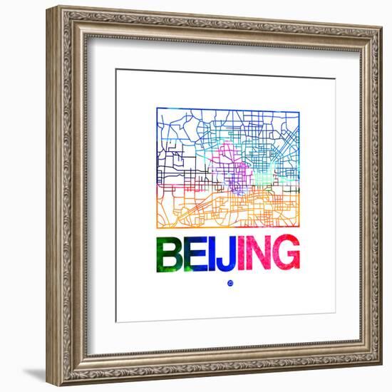 Beijing Watercolor Street Map-NaxArt-Framed Art Print