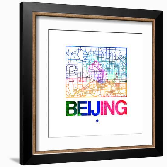 Beijing Watercolor Street Map-NaxArt-Framed Art Print