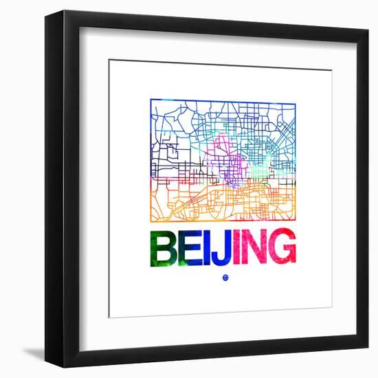 Beijing Watercolor Street Map-NaxArt-Framed Art Print