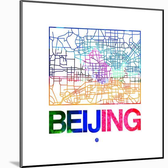 Beijing Watercolor Street Map-NaxArt-Mounted Art Print