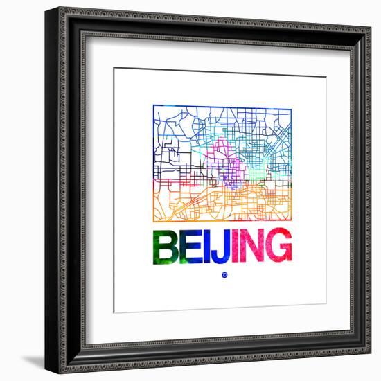 Beijing Watercolor Street Map-NaxArt-Framed Art Print