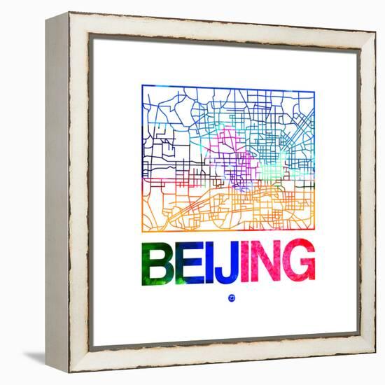 Beijing Watercolor Street Map-NaxArt-Framed Stretched Canvas