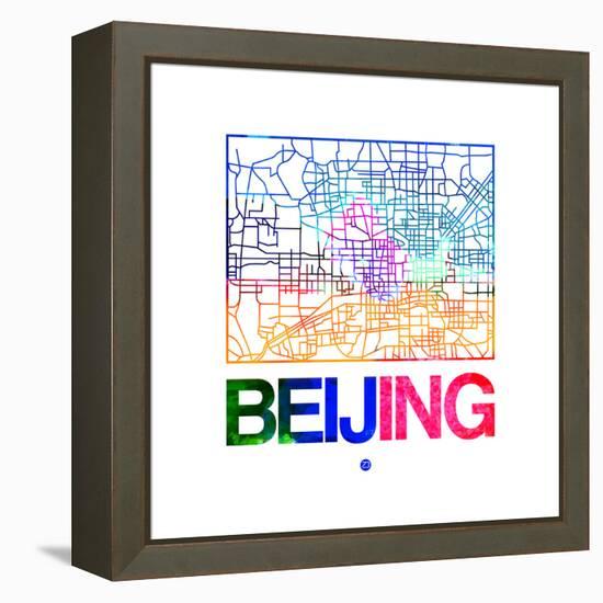 Beijing Watercolor Street Map-NaxArt-Framed Stretched Canvas