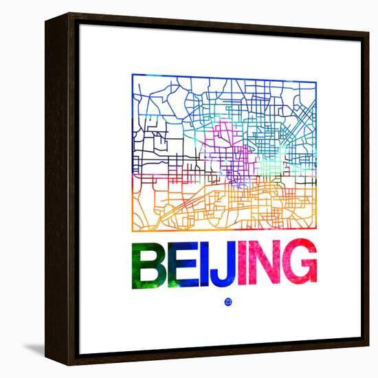 Beijing Watercolor Street Map-NaxArt-Framed Stretched Canvas