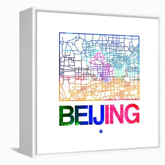 Beijing Watercolor Street Map-NaxArt-Framed Stretched Canvas