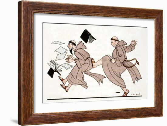 Being Chased by the Abbot, 1920-Georges Barbier-Framed Giclee Print