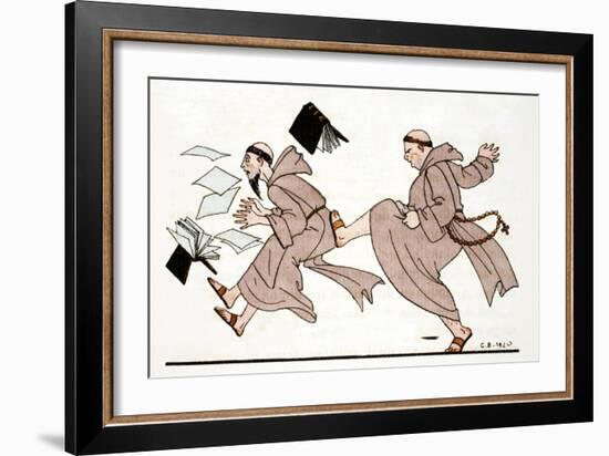 Being Chased by the Abbot, 1920-Georges Barbier-Framed Giclee Print