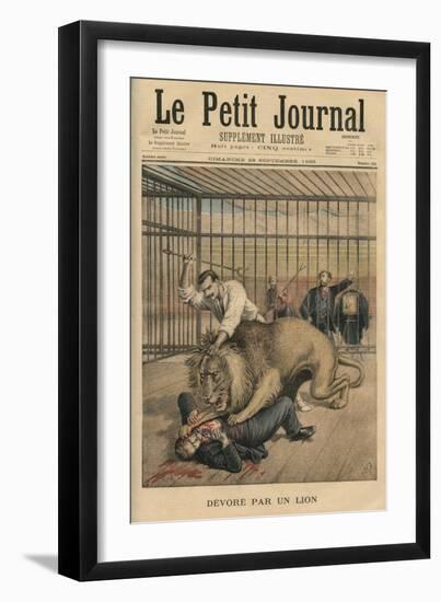 Being Devoured by a Lion, Front Cover Illustration from 'Le Petit Journal'-Henri Meyer-Framed Giclee Print