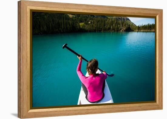 Bekah Herndon Paddle Boarding At Grinell Lake In The Many Glacier Area Of Glacier NP In Montana-Ben Herndon-Framed Premier Image Canvas