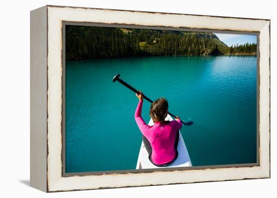 Bekah Herndon Paddle Boarding At Grinell Lake In The Many Glacier Area Of Glacier NP In Montana-Ben Herndon-Framed Premier Image Canvas