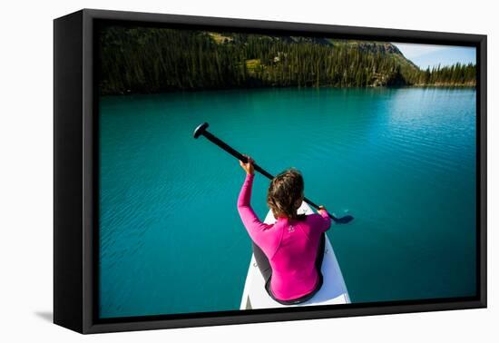 Bekah Herndon Paddle Boarding At Grinell Lake In The Many Glacier Area Of Glacier NP In Montana-Ben Herndon-Framed Premier Image Canvas