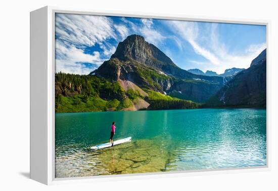 Bekah Herndon Paddle Boarding At Grinell Lake In The Many Glacier Area Of Glacier NP In Montana-Ben Herndon-Framed Premier Image Canvas