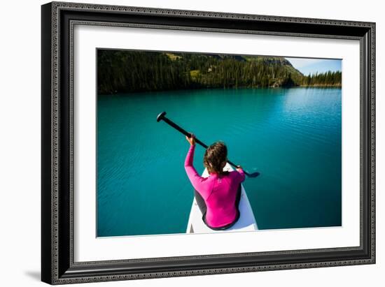 Bekah Herndon Paddle Boarding At Grinell Lake In The Many Glacier Area Of Glacier NP In Montana-Ben Herndon-Framed Photographic Print