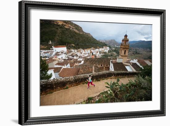 Bekah Herndon Runs Along Walls Of Moorish Castle Built 1200s Overlooking Medieval Town Of Chulilla-Ben Herndon-Framed Photographic Print