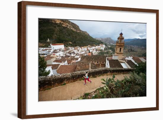 Bekah Herndon Runs Along Walls Of Moorish Castle Built 1200s Overlooking Medieval Town Of Chulilla-Ben Herndon-Framed Photographic Print