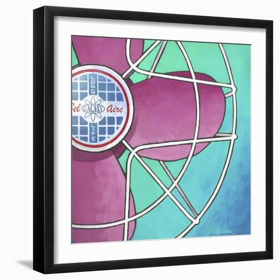 Bel-Aire Fan - Pink on Turquoise-Larry Hunter-Framed Giclee Print
