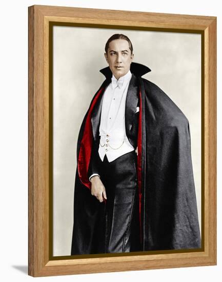 Bela Lugosi dressed in costume for his role in the Broadway play, 'Dracula,' 1927-1928-null-Framed Stretched Canvas