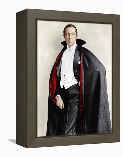 Bela Lugosi dressed in costume for his role in the Broadway play, 'Dracula,' 1927-1928-null-Framed Stretched Canvas