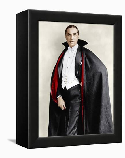 Bela Lugosi dressed in costume for his role in the Broadway play, 'Dracula,' 1927-1928-null-Framed Stretched Canvas