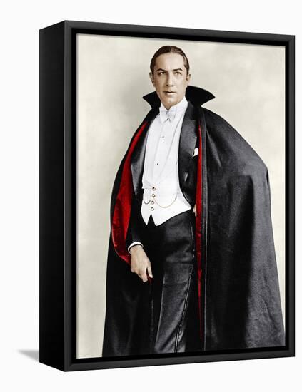 Bela Lugosi dressed in costume for his role in the Broadway play, 'Dracula,' 1927-1928-null-Framed Stretched Canvas