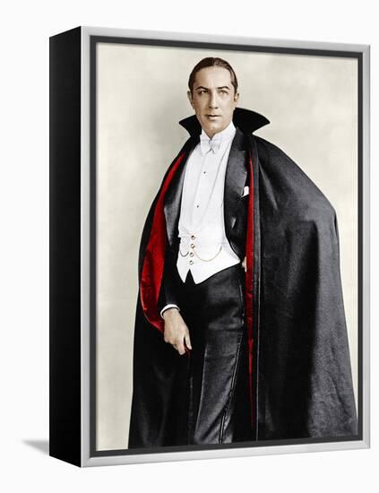 Bela Lugosi dressed in costume for his role in the Broadway play, 'Dracula,' 1927-1928-null-Framed Stretched Canvas