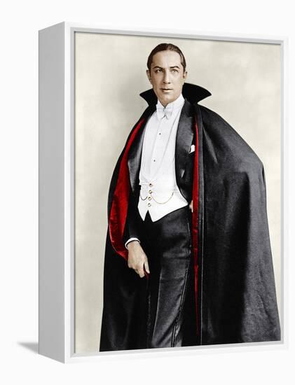 Bela Lugosi dressed in costume for his role in the Broadway play, 'Dracula,' 1927-1928-null-Framed Stretched Canvas