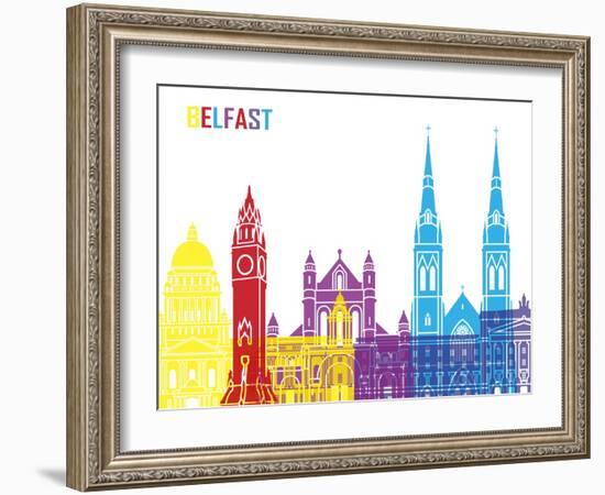 Belfast Skyline Pop-paulrommer-Framed Art Print