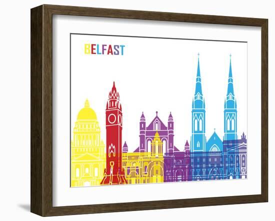 Belfast Skyline Pop-paulrommer-Framed Art Print