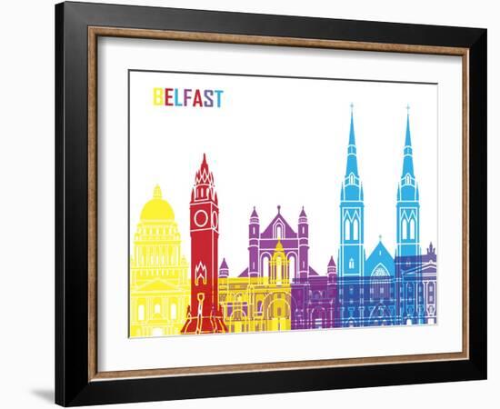 Belfast Skyline Pop-paulrommer-Framed Art Print