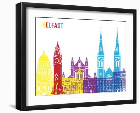 Belfast Skyline Pop-paulrommer-Framed Art Print