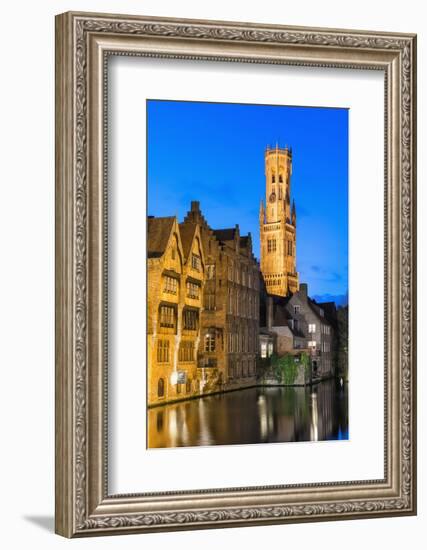 Belfry at Twilight, Historic Center of Bruges, UNESCO World Heritage Site, Belgium, Europe-G&M-Framed Photographic Print