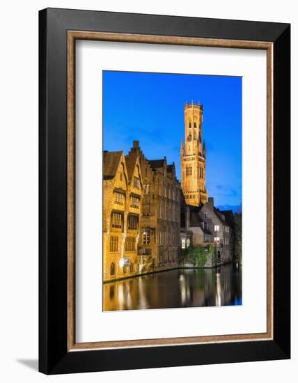 Belfry at Twilight, Historic Center of Bruges, UNESCO World Heritage Site, Belgium, Europe-G&M-Framed Photographic Print