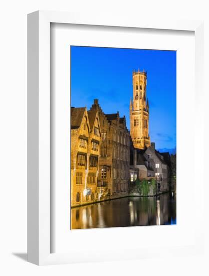 Belfry at Twilight, Historic Center of Bruges, UNESCO World Heritage Site, Belgium, Europe-G&M-Framed Photographic Print