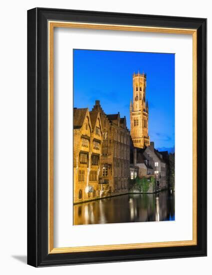 Belfry at Twilight, Historic Center of Bruges, UNESCO World Heritage Site, Belgium, Europe-G&M-Framed Photographic Print